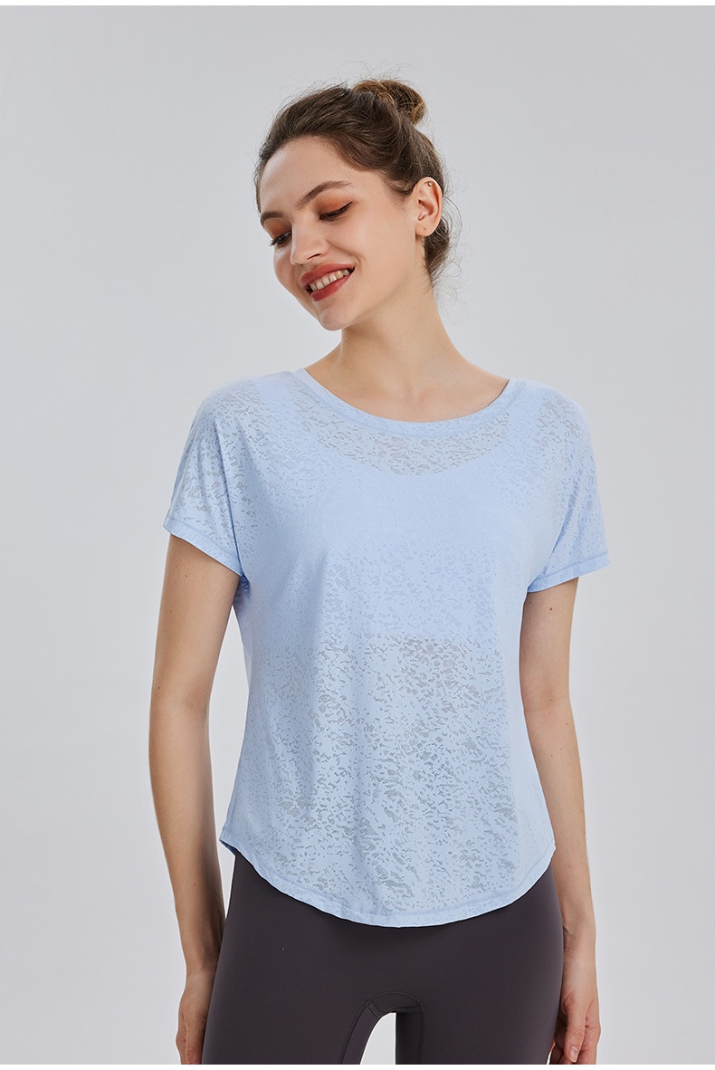 Womens Burnout Yoga T-Shirt Short Sleeve Athletic Top